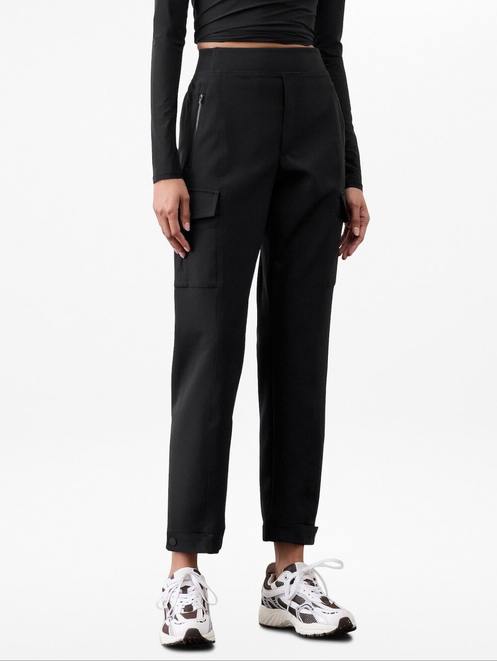 Athleta Black Straight-Leg Endless Cargo Pants
